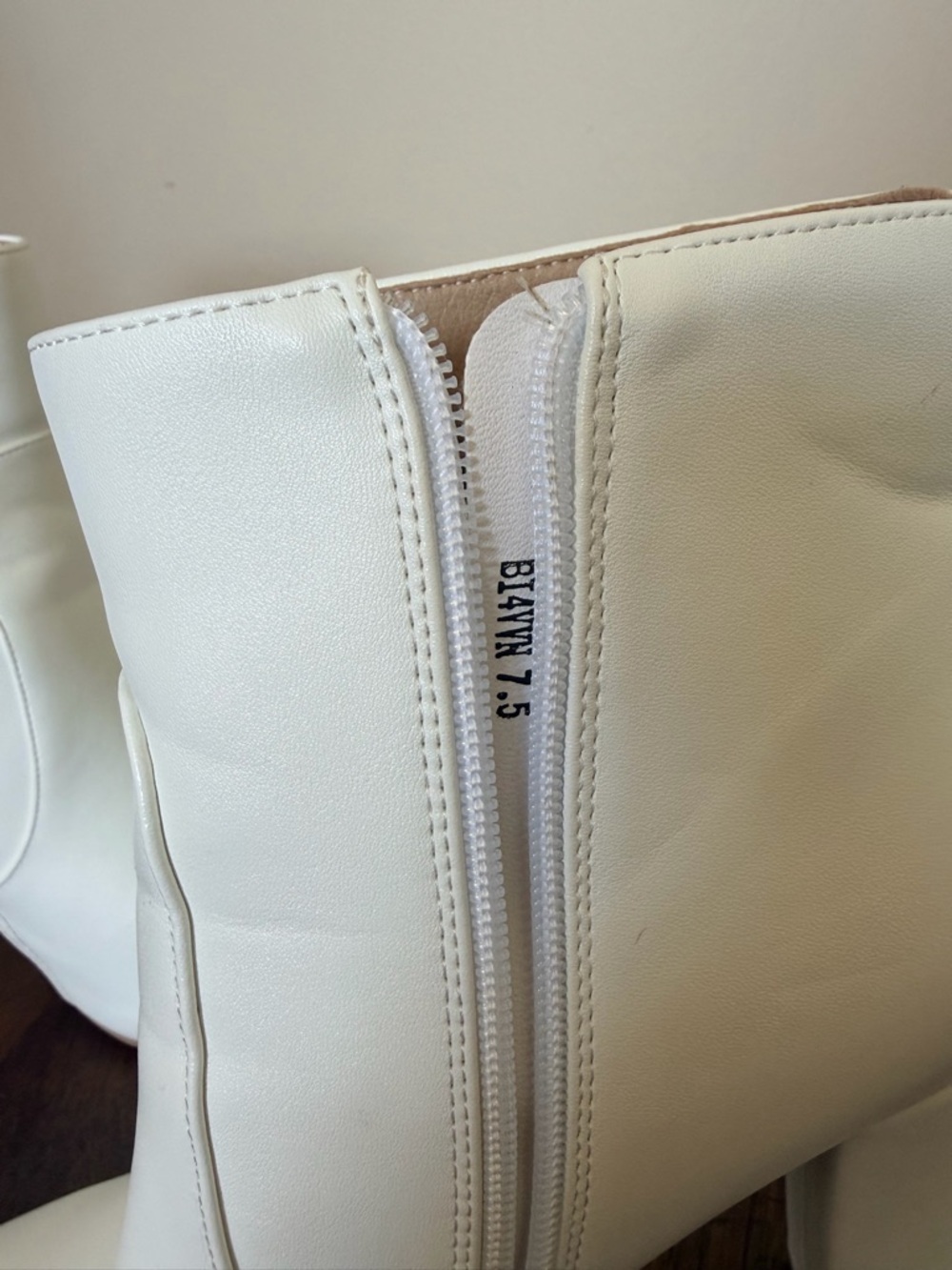 White Block Heel Ankle Booties with Pointed Toe — Size 7.5 - Picture 5 of 8